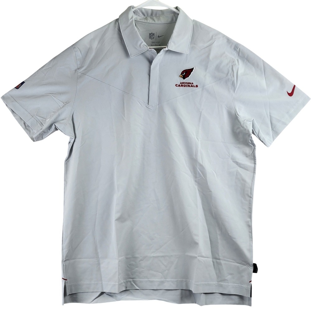 Arizona Cardinals NFL Nike Dri-FIT Button Up Shirt Mens XL Grey Sideline Polo